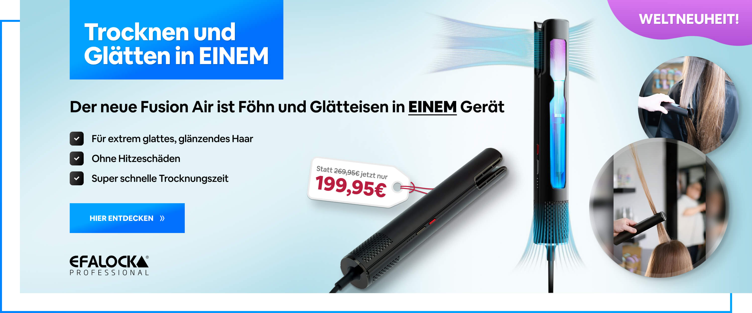 Efalock Fusionair Glätteisen und Föhn in einem Gerät Stopperka